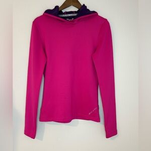 Under Armour ColdGear Fitted Hoodie Women’s L Pink w Purple inside Pullover